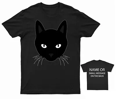 Buy Cute Black Cat Face T-Shirt Personalised Gift Customized Name • 14.95£