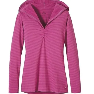Buy Prana Orchid Striped Pullover Lightweight Hoodie Pink/Purple Size M • 19.28£