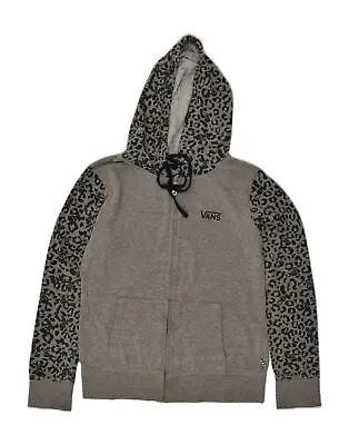 Buy VANS Womens Zip Hoodie Sweater UK 14 Medium Grey Animal Print AO42 • 18.39£