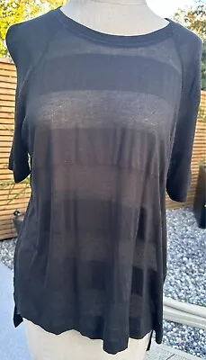 Buy Rag & Bone Jean Black Self Stripe T-Shirt  - Labelled Size Small (Oversized) • 15£