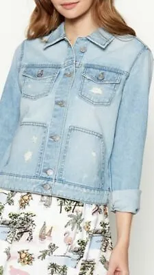 Buy Red Herring Ladies Pale Blue Distressed Denim Jacket Size 10 New With Tags • 24.99£