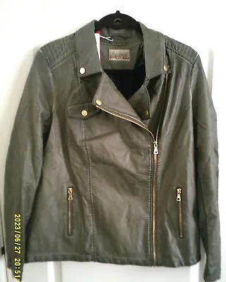 Buy SHEEGO BNWT Ladies Dark Green Faux Leather Jacket...Size 18 • 22.99£