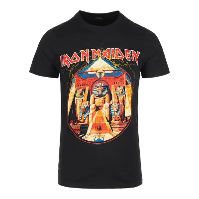 Buy Official Iron Maiden Powerslave Lightning Circle T Shirt (Black) • 19.99£
