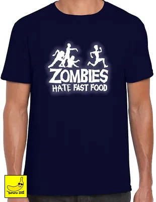 Buy Zombies Hate Fast Food Halloween Glow T-Shirt Spooky Scary Fancy Dress Reaper • 8.59£