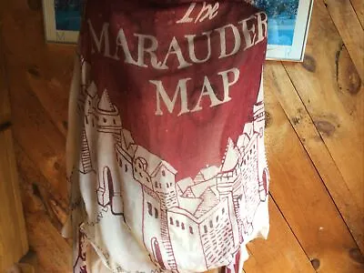 Buy Harry Potter Marauders Map Illustrated Tan Maroon Lightweight Polyester Scarf • 13.26£