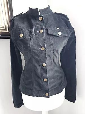 Buy Gorgeous Black Velvet Jacket Steampunk Military GOTHIC  Size 8 • 19.99£