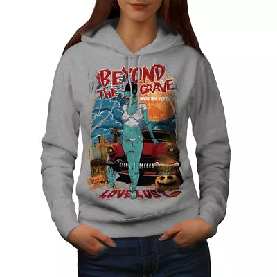 Buy Wellcoda Beyond The Grave Zombie Womens Hoodie, Love Casual Hooded Sweatshirt • 31.99£