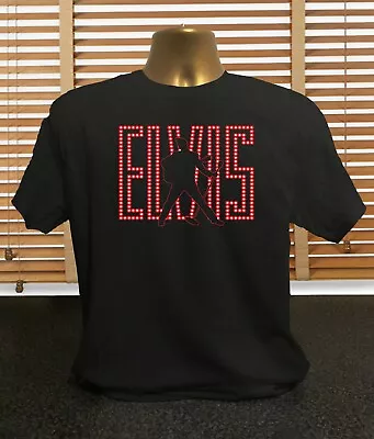 Buy Elvis Name In Lights Silhouette - Men's Elvis Presley T Shirt • 14.99£