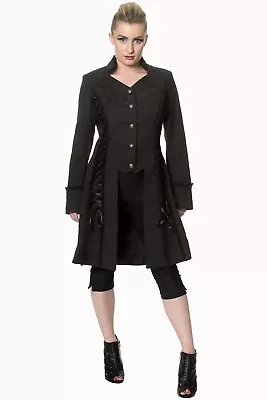 Buy Black Gothic Steampunk Coat Power Becomes Her Long Line Jacket By BANNED Apparel • 39.99£