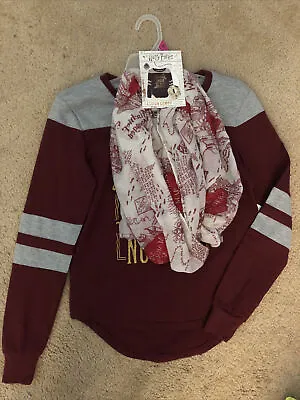 Buy NWT Harry Potter I Solemnly Swear I’m Up To No Good LS Top & Marauders Map Scarf • 21.23£