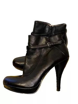 Buy Nine West Amita , Black Ankle Boots 4  Stiletto Heel, Size 8 M Zip Up • 26.52£