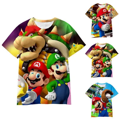 Buy Kid Boys Girls Super Mario T-Shirt Short Sleeve Summer Tee Tops Blouse Clothes • 5.19£