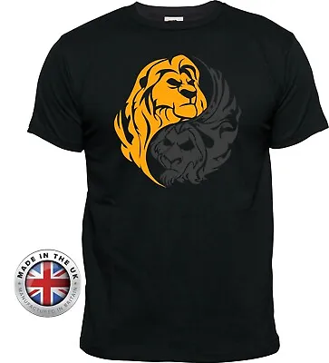 Buy Lion King Mufasa Scar Yin Yang Ladies Fitted, Unisex Childrens Black T-shirt • 14.99£