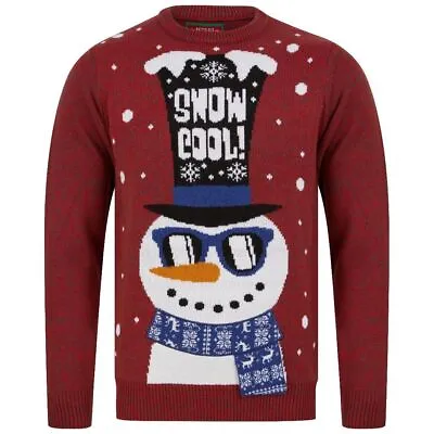 Buy Christmas Mens Snowman Shades LED Light Up Jumper Fashion Long Sleeve Tops - Red • 17.90£