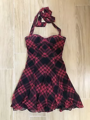 Buy Betsey Johnson Red Plaid Tartan Mini Dress Sz 8 Punk Goth Emo • 45.47£