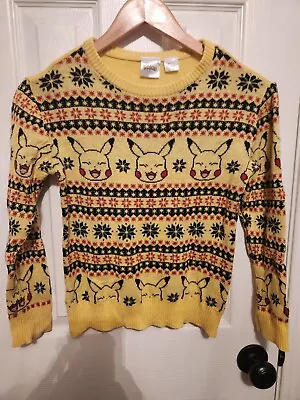Buy Pokemon Sweater Kids Size Small Pikachu Holiday Theme Yellow • 15.75£