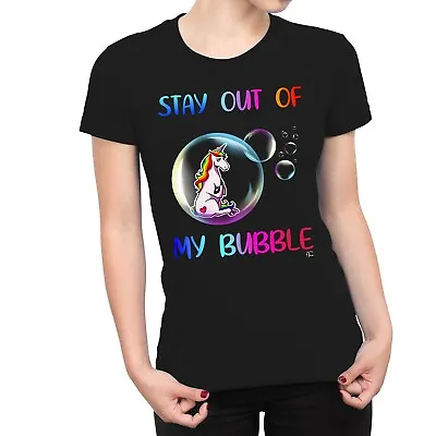Buy 1Tee Womens Stay Out Of My Bubble Unicorn T-Shirt • 7.99£