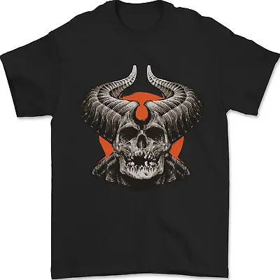 Buy Satan Skull Devil Horns Mens T-Shirt 100% Cotton • 10.49£