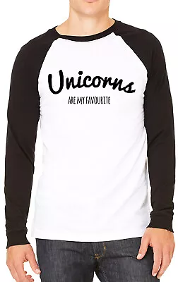 Buy Unicorns Are My Favourite Funny Mens T-shirt Baseball Tee • 13.99£