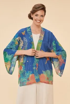 Buy Powder UK Kimono Hummingbird Floral Kimono Jacket - Denim PKJ45 SS2024 • 55£
