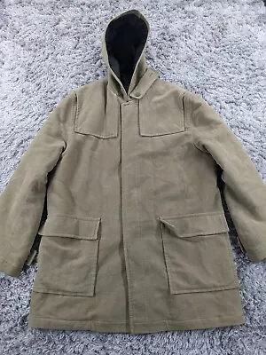 Buy Moss Hooded Coat Beige Button Up Mens Size L • 17.99£