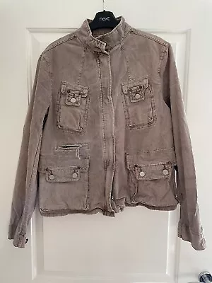 Buy FCUK Ladies Jacket Corduroy Sand Size 14 French Connection Jeans Biker Military • 12£