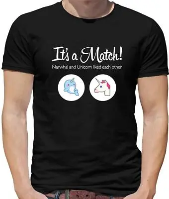 Buy Its A Match Narwhal Unicorn Mens T-Shirt - Tinder - Swipe Right - Funny - Adult • 13.95£