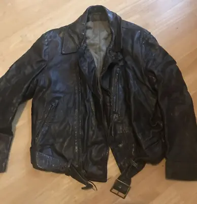 Buy Vintage 40's-50's Brown Biker Leather Jacket S/M • 150£