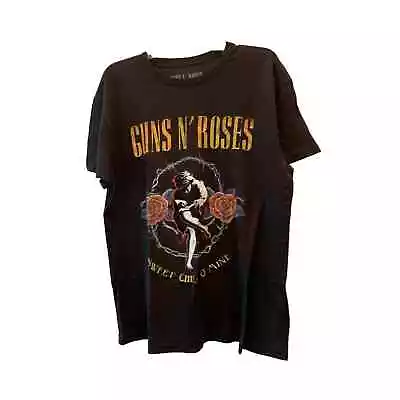 Buy Guns And Roses Black Cotton Print Graphic T-shirt Size XL Rock N Roll Band • 17.42£