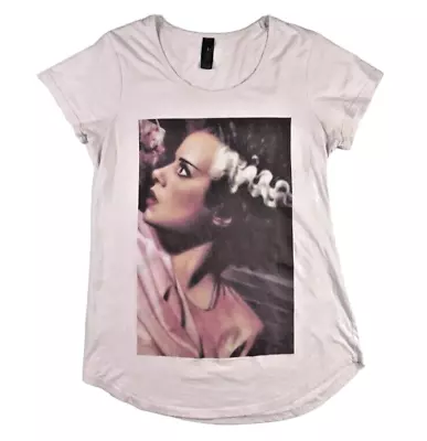 Buy Bride Of Frankenstein White Fitted T-Shirt Size M Horror - Very Good Condition • 15.77£