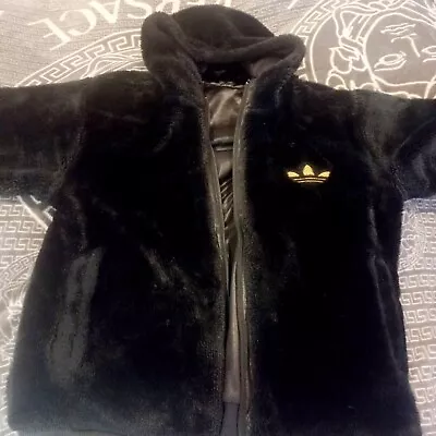 Buy Mens Adidas CHILE 62 Black Padded Hooded Puffer Wetlook Bomber Jacket Coat L • 14.99£