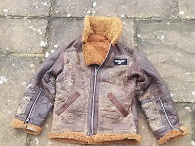 Buy Men's Vintage Brown Sheepskin Fighter Pilot Style Jacket. Size Medium . • 45£