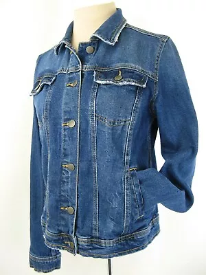 Buy Universal Thread Freeborn Distressed Blue Denim Jacket In Women's M • 11.94£