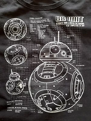 Buy Star Wars T - Shirt BB-8 Black Fruit Of The Loom Lady Fit Cotton Tee Size S VGC • 10£