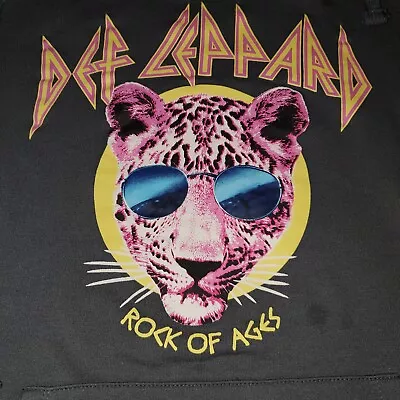 Buy Size LARGE Womens DEF LEPPARD Rock Of Ages Grey Pullover Hoodie Pink Graphic • 15.97£