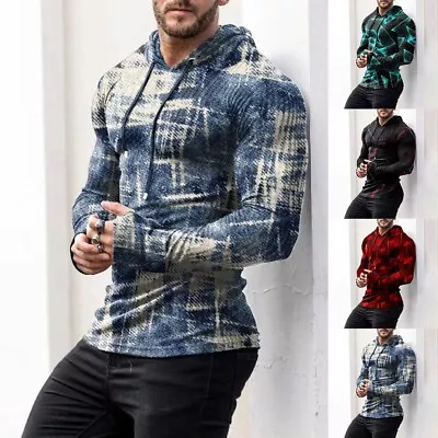 Buy Fashionable Men's Activewear Hooded Sweatshirts Print Pullover Hoodies Tops • 15.01£