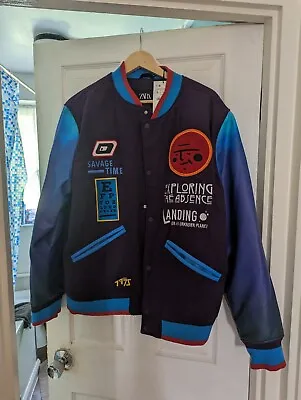 Buy [New] Purple / Blue Zara Varsity Baseball Jacket Size L • 40£