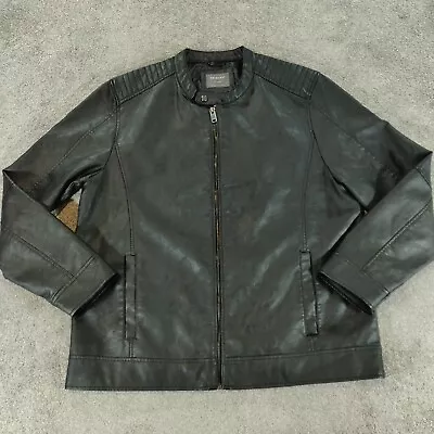 Buy Primark Jacket Mens Size XL Black Faux Leather Coat Bomber Biker Lined Punk Rock • 24.97£