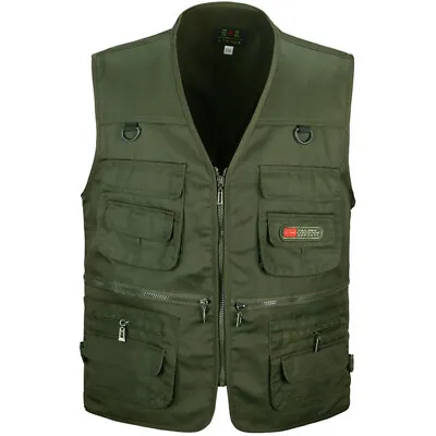 Buy Mens Multi Pocket Vest Hiking Hunting Fishing Waistcoat Body Warmer Gilet Jacket • 9.88£