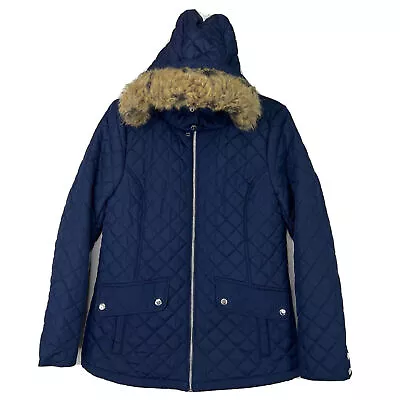 Buy Tommy Hilfiger Women Blue Alt Down Quilted Zip Up Trench Coat Jacket-LRG -B4-10 • 17.10£