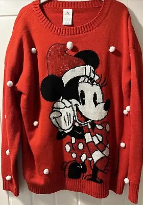 Buy Disney Mickey Mouse Red Christmas Jumper XL Suit 16 Great Condition Pom Poms • 11.50£