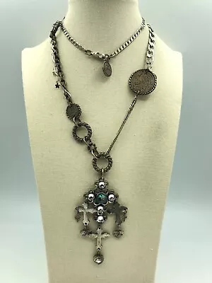 Buy Statement Cross Pendant Necklace Crucifix Religious Jewellery Silver Tone Retro • 15£