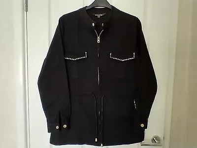 Buy Bonmarche Black Cotton (?Denim) Jacket - Zips/Studs - Size 12 Ex Condition • 15£