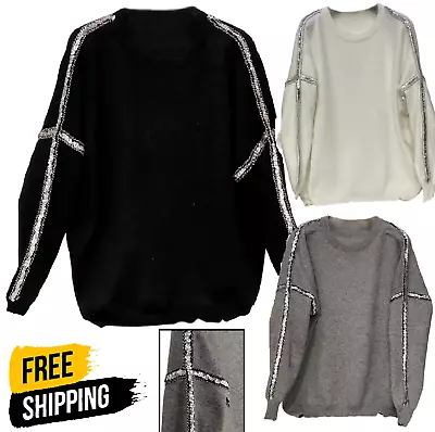 Buy Jumper Sequin Sweater Women's Knitted Sweatshirt Top Pullover Tee Ladies Jumpers • 25.90£
