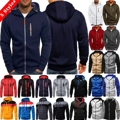 Buy Men's Zip Up Hoodie Winter Sweatshirt Fleece Sherpa Warm Jacket Heavyweight UK • 14.99£