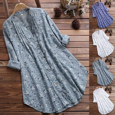 Buy Plus Size Women Floral Long Sleeve T-Shirt Blouse Ladies Casual Loose Tunic Tops • 3.19£