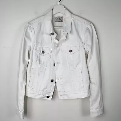 Buy Polo Jeans Ralph Lauren Jacket Womens Small White Denim Jean Trucker Crop • 33.07£