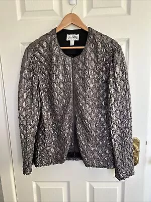 Buy Joseph Ribkoff Fab Deep Silver Leather  Look Zipped Jacket Size 18 Nwot • 49.99£
