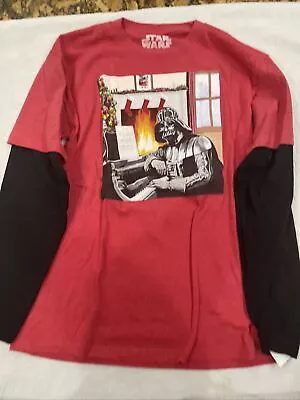 Buy Star Wars Boys Christmas Long Sleeve Shirt Darth Vader Red/Black NEW Size XL • 6.29£
