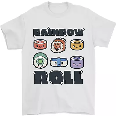 Buy Kawaii Sushi Rainbow Roll Fish Mens T-Shirt 100% Cotton • 10.48£